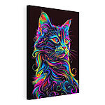 Cuadros Gato de colores sobre un fondo negro