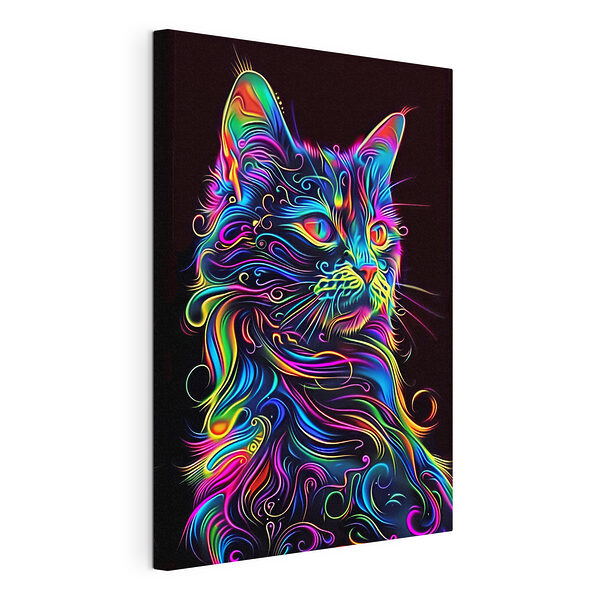 Gato de colores sobre un fondo negro Cuadros Gato de colores sobre un fondo negro