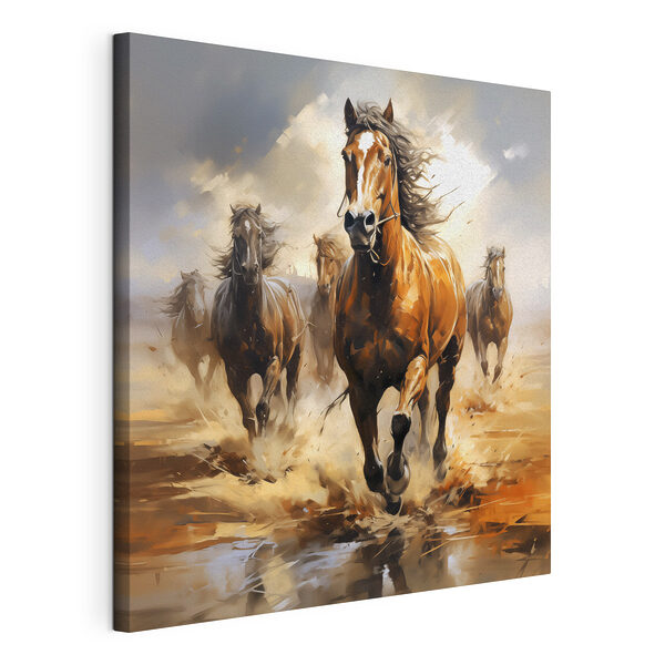 Cuadros Grupo de caballos corriendo por el agua