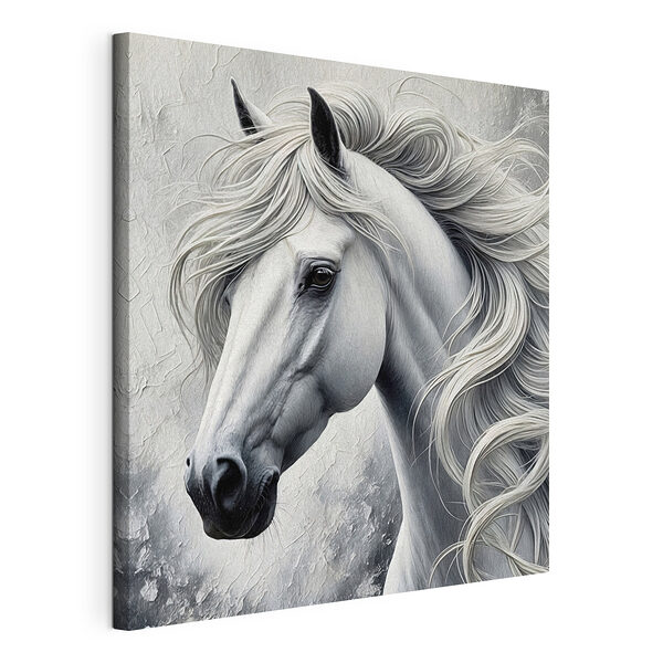 Caballo blanco de crin larga Cuadros Caballo blanco de crin larga