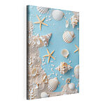 Cuadros Conjunto de conchas marinas y estrellas de mar sobre la arena