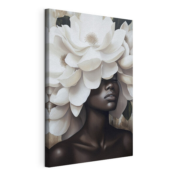 Mujer con flores blancas en la cabeza Cuadros Mujer con flores blancas en la cabeza