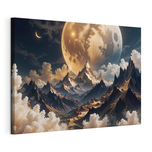 Cuadros La luna sobre las montañas y las nubes