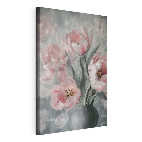 Cuadros Tulipanes rosas en plena floración artística