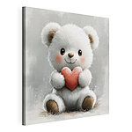 Cuadros Osito de peluche blanco que sostiene un corazón