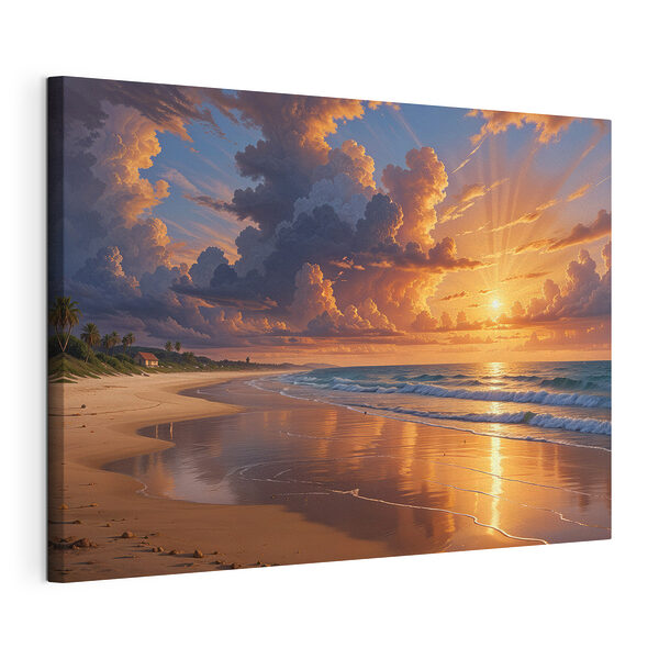 Puesta de sol sobre una playa Cuadros Puesta de sol sobre una playa