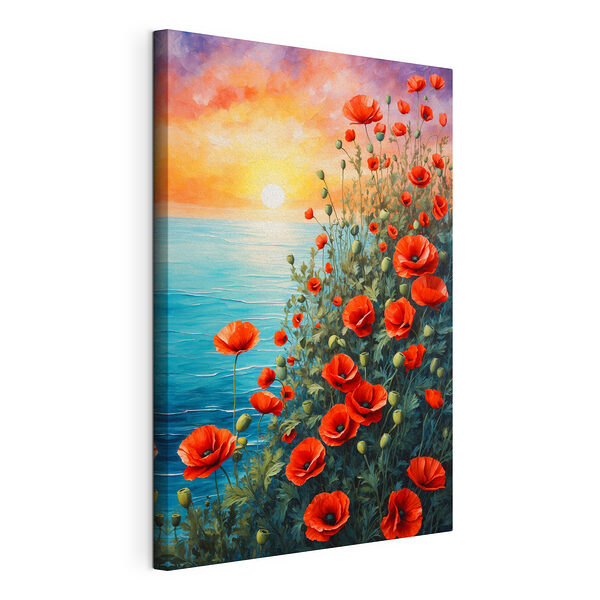 Cuadros Cuadro de flores rojas y agua
