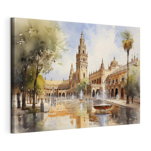Cuadros Cuadros Fuente de agua frente a un edificio (SKU: s40681)