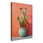 Cuadros Un cactus en una maceta junto a la pared
