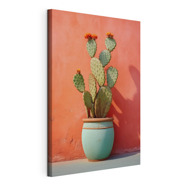 Un cactus en una maceta junto a la pared Cuadros Un cactus en una maceta junto a la pared