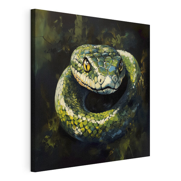 Cuadros Serpiente verde con ojos amarillos