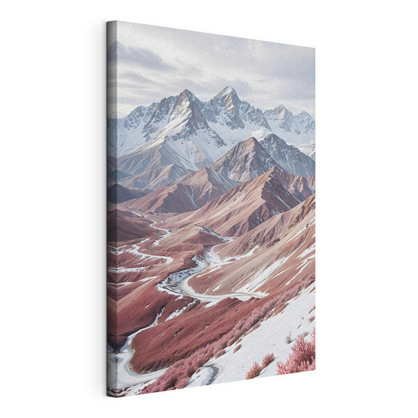 Montañas nevadas con una carretera sinuosa Cuadros Montañas nevadas con una carretera sinuosa