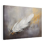 Cuadros Pluma blanca sobre fondo gris