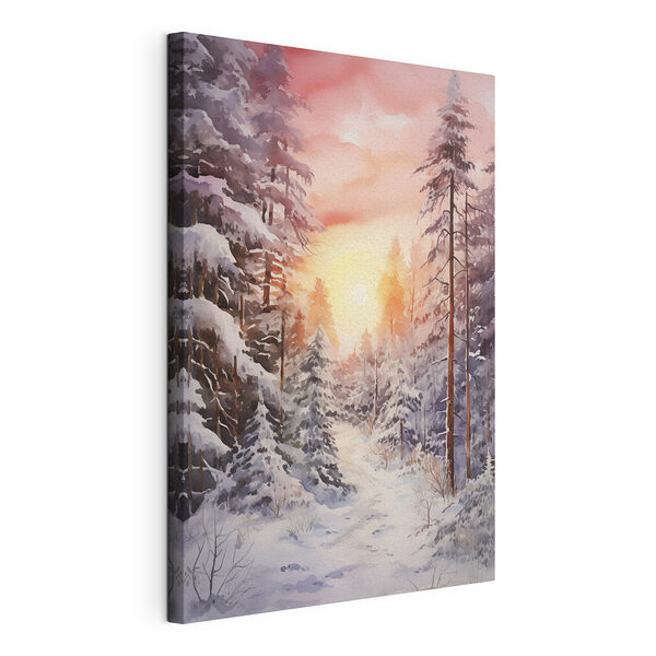 Pintura en acuarela de un bosque nevado Cuadros Pintura en acuarela de un bosque nevado