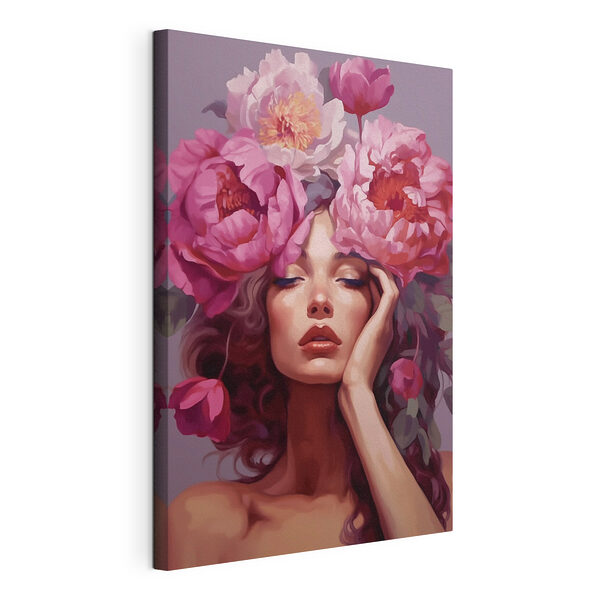 Cuadros Mujer con flores en la cabeza