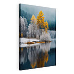 Cuadros Lago con árboles y nieve