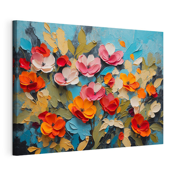 Cuadro de flores sobre un fondo azul Cuadros Cuadro de flores sobre un fondo azul
