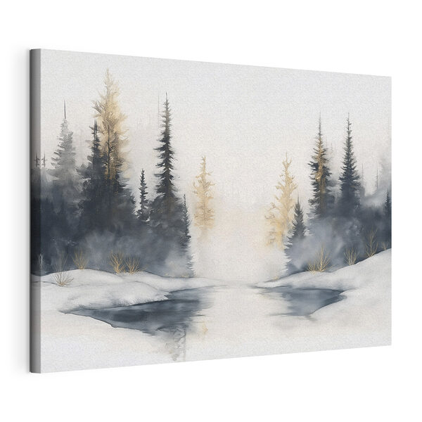 Pintura en acuarela de un bosque nevado Cuadros Pintura en acuarela de un bosque nevado