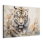 Cuadros Tigre con flores al fondo
