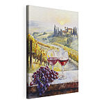Cuadros Pintura en acuarela de copas de vino y uvas