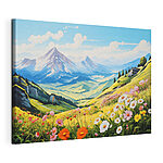 Cuadros Paisaje con montañas y flores