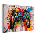 Cuadros Mando de videojuegos con salpicaduras de pintura