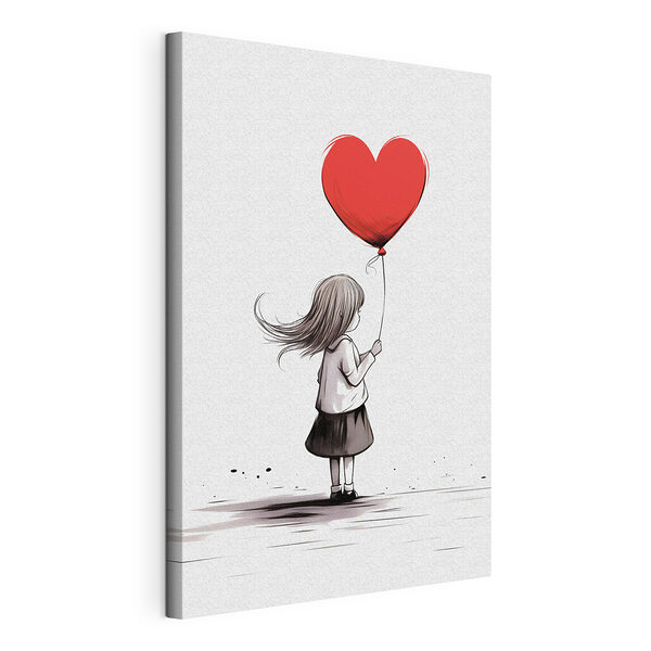 Niña con un globo con forma de corazón Cuadros Niña con un globo con forma de corazón