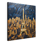 Cuadros La Torre Eiffel en medio de un paisaje urbano de papel