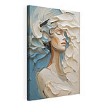 Cuadros Cuadro de una mujer pintado con pintura blanca y azul
