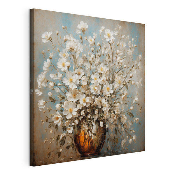 Cuadros Jarrón con flores blancas
