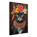 Cuadros Gato con una corona de flores