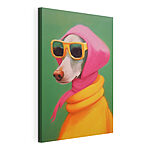 Cuadros Perro con una bufanda rosa y gafas de sol