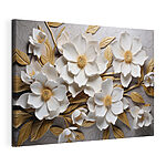 Cuadros Conjunto de flores blancas y hojas