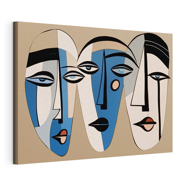 Cuadros Grupo de caras pintadas en una pared