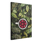 Cuadros Una taza de frambuesas en un árbol