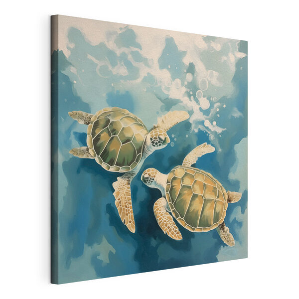 Cuadros Cuadros Un par de tortugas nadando en el agua (SKU: s44034)