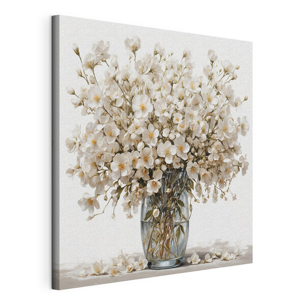 Cuadros Jarrón con flores blancas