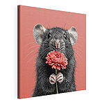 Cuadros Ratón con una flor en la mano