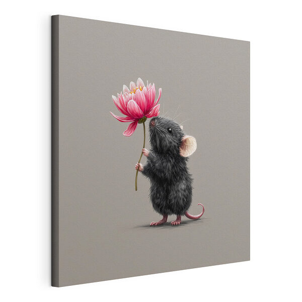 Ratón con una flor en la mano Cuadros Ratón con una flor en la mano