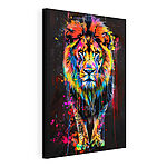 Cuadros León de colores con salpicaduras de pintura