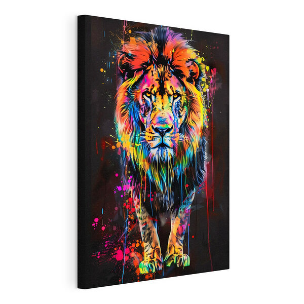 León de colores con salpicaduras de pintura Cuadros León de colores con salpicaduras de pintura