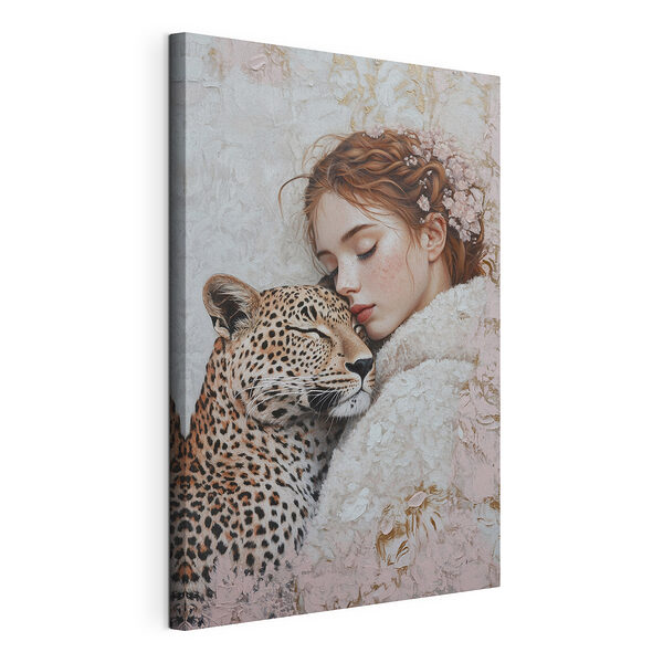 Cuadros Mujer con un leopardo