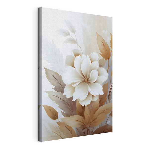 Cuadros Flor blanca con hojas marrones