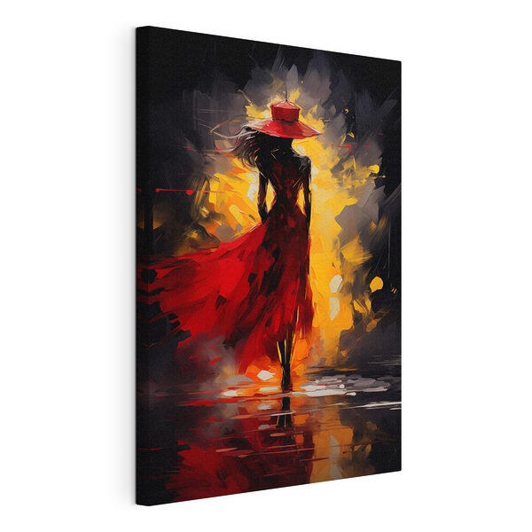 Cuadro de una mujer con un vestido rojo y un sombrero Cuadros Cuadro de una mujer con un vestido rojo y un sombrero