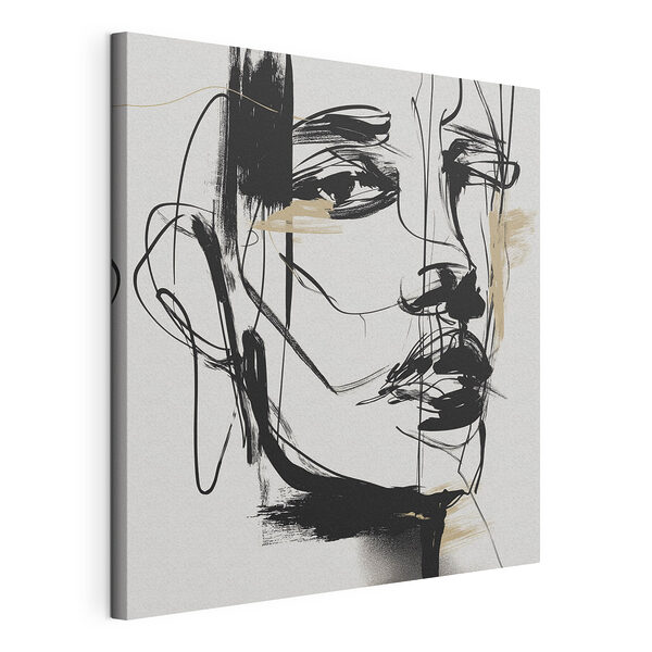 Dibujo en blanco y negro del rostro de una mujer Cuadros Dibujo en blanco y negro del rostro de una mujer