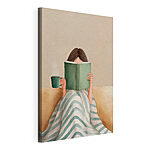 Cuadros Mujer leyendo un libro y sosteniendo una taza