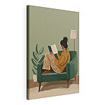Cuadros Mujer leyendo un libro en una silla