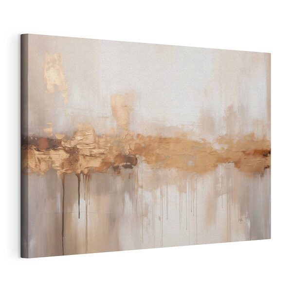 Cuadro en el que se ve una pared blanca por la que gotea pintura marrón Cuadros Cuadro en el que se ve una pared blanca por la que gotea pintura marrón