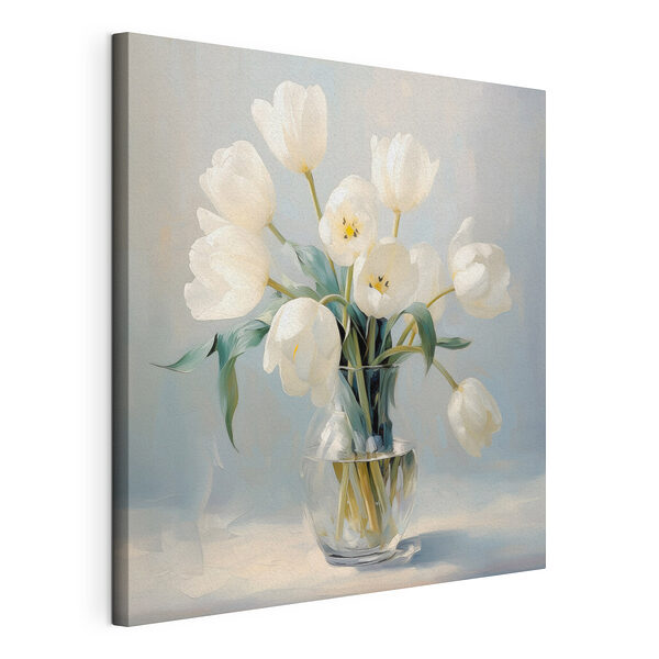 Cuadros Jarrón con flores blancas