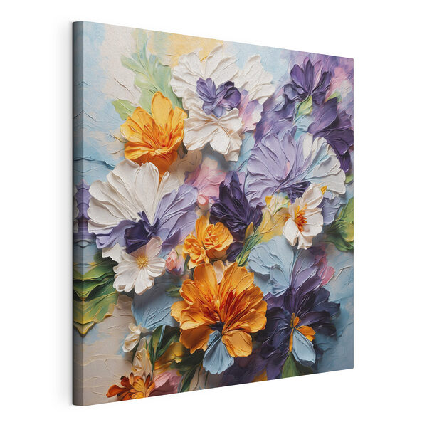 Cuadro de flores sobre un fondo azul Cuadros Cuadro de flores sobre un fondo azul